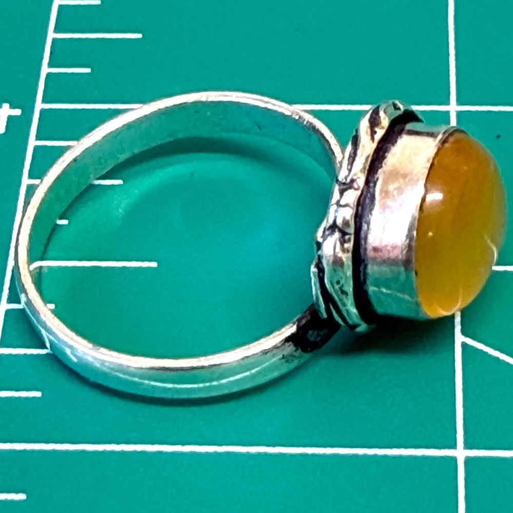Handmade Ring Cat’s Eye‎ Glass Sterling Silver Plated Adjustable Size 7–8 - Picture 6 of 7
